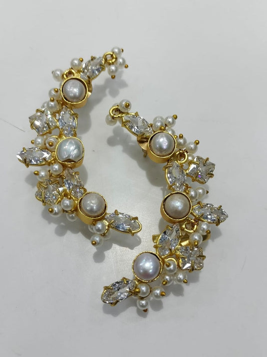 Ishhaara Cluster Of Pearl Earcuff Earrings