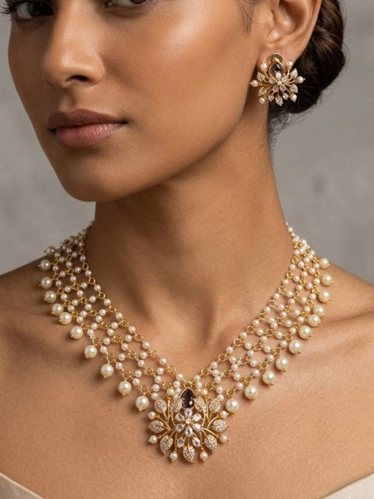 Ishhaara Cluster Pearl Choker Necklace