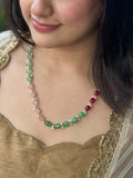 Ishhaara Colored Semi Precious Stone And Pearl Beaded Necklace