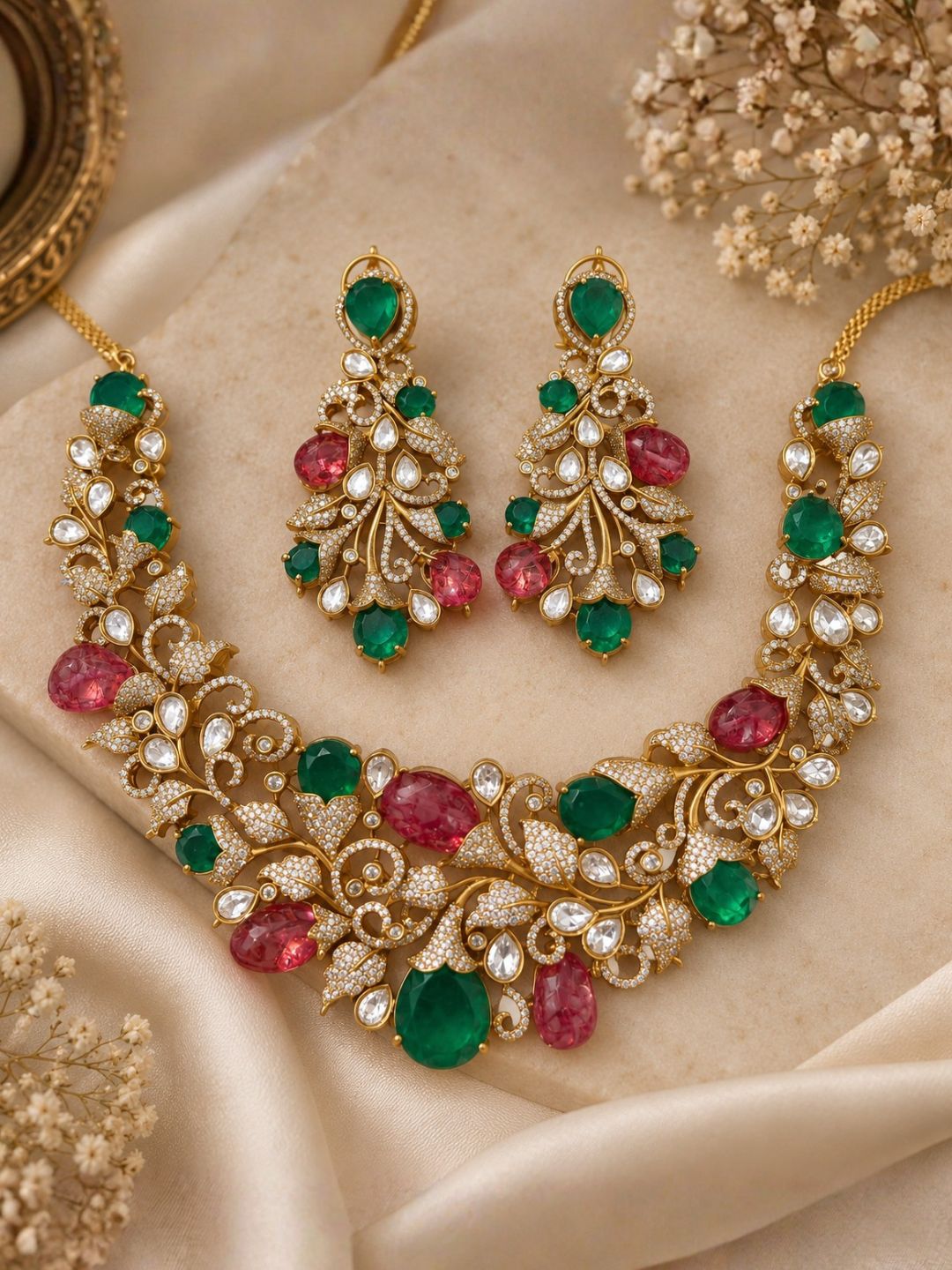 Ishhaara Colorful Precious Stone Studded Statement Choker