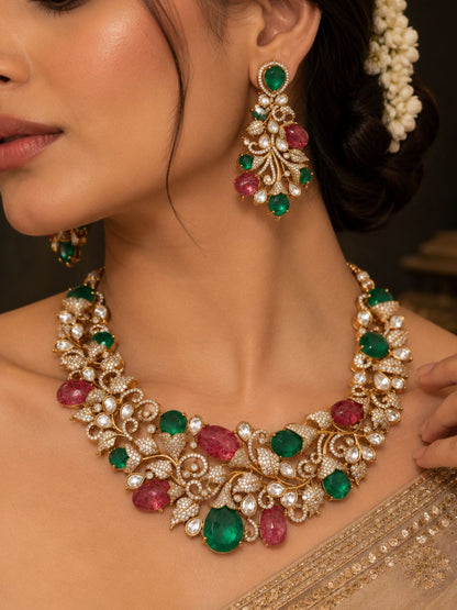 Ishhaara Colorful Precious Stone Studded Statement Choker