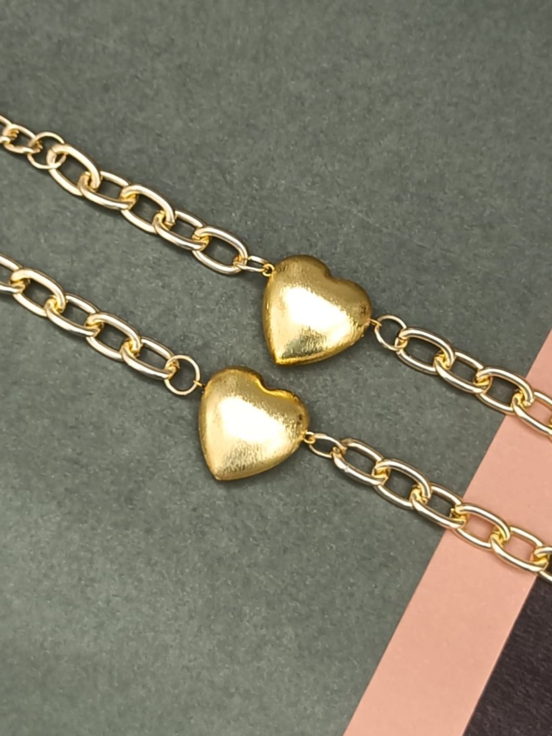 Ishhaara Combo Of Heart Chain And Bracelet