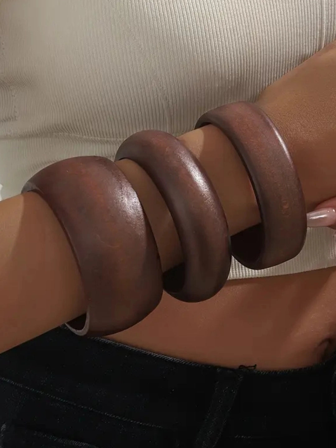 Ishhaara Combo Of Three Different Sizes Wooden Bangle