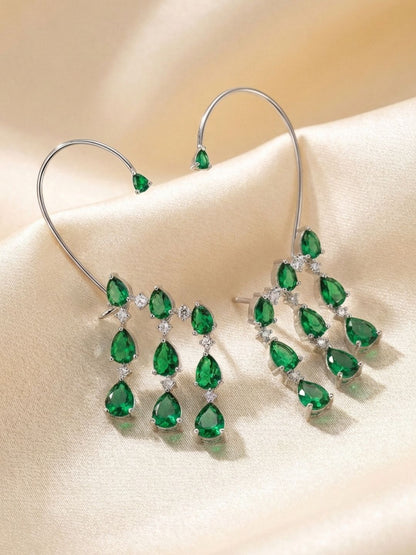 Ishhaara Contemporary American Diamond Chandbalis Earcuff Earrings