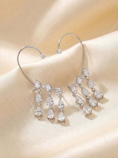 Ishhaara Contemporary American Diamond Chandbalis Earcuff Earrings
