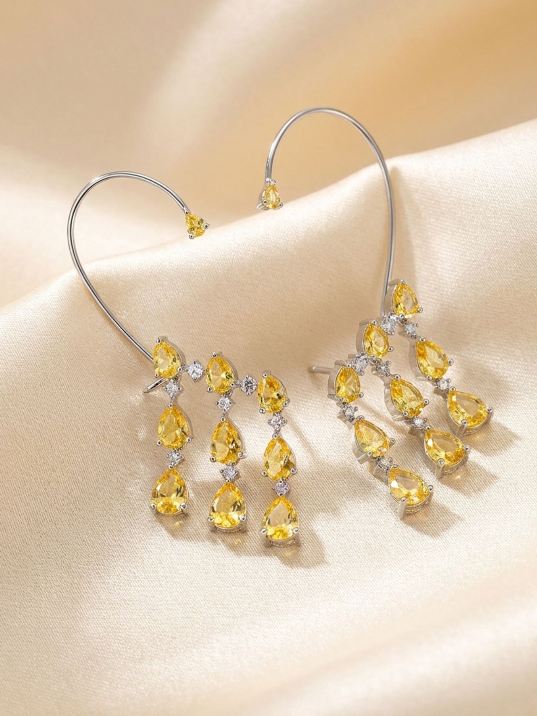 Ishhaara Contemporary American Diamond Chandbalis Earcuff Earrings