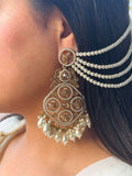 Ishhaara Contemporary Drop Earrings With Chain And Teeka