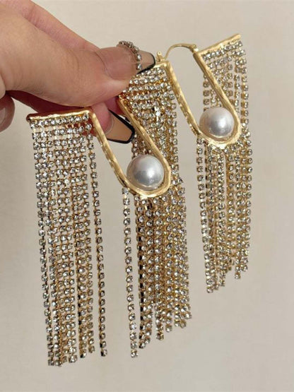 Ishhaara Contemporary Rhinestone Long Earrings