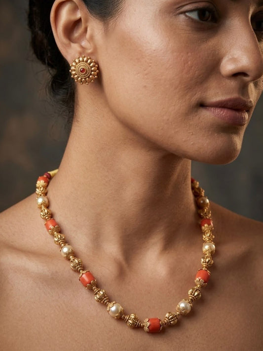 Ishhaara Coral Pearl Maala Set