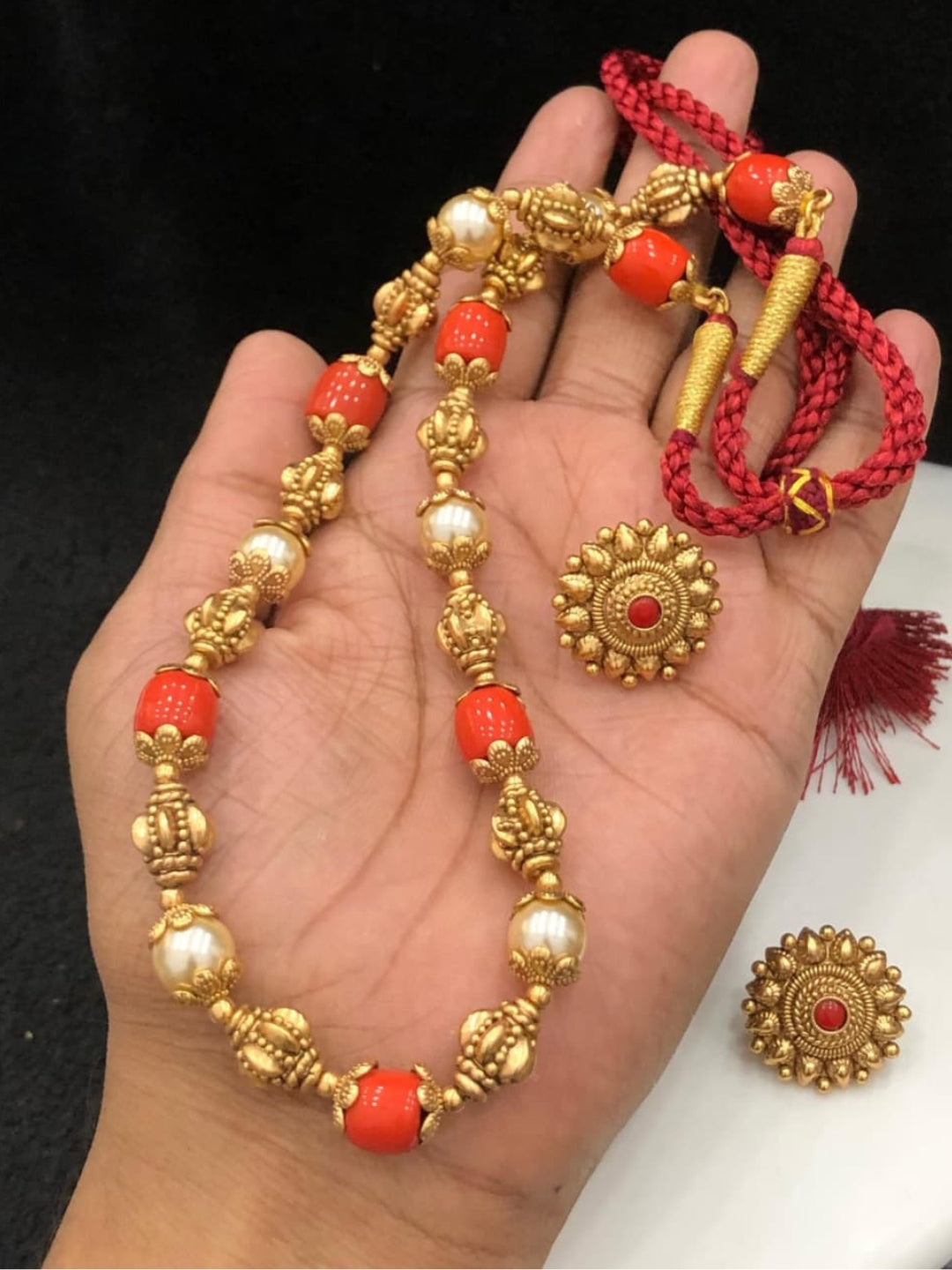 Ishhaara Coral Pearl Maala Set