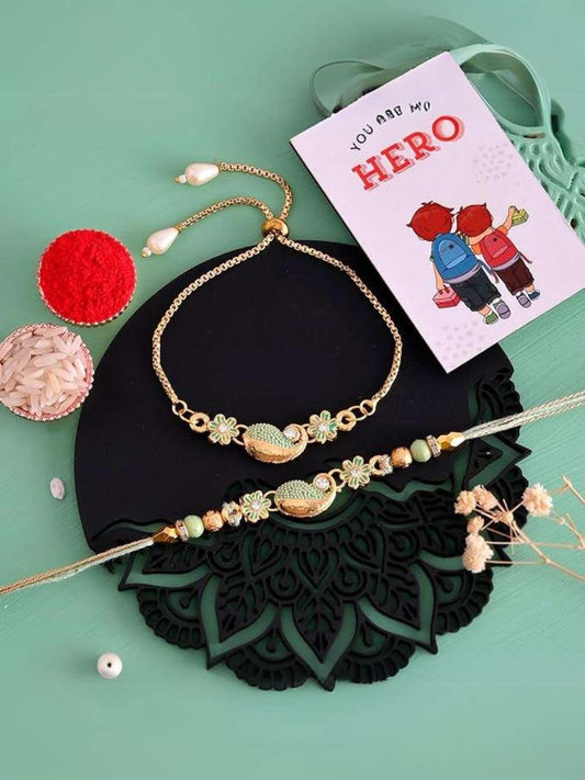 Ishhaara Couple Floral Rakhi With You Are My Hero Fridge Magnet & Roli Tilak