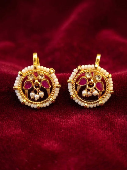 Ishhaara Crescent Kundan Stone Bugadi Earrings