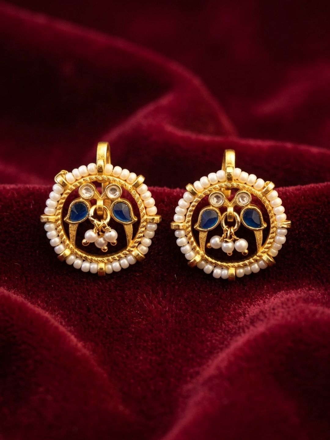 Ishhaara Crescent Kundan Stone Bugadi Earrings