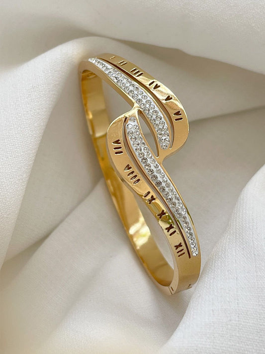 Ishhaara Cross Style Roman Numeral Bangle Bracelet