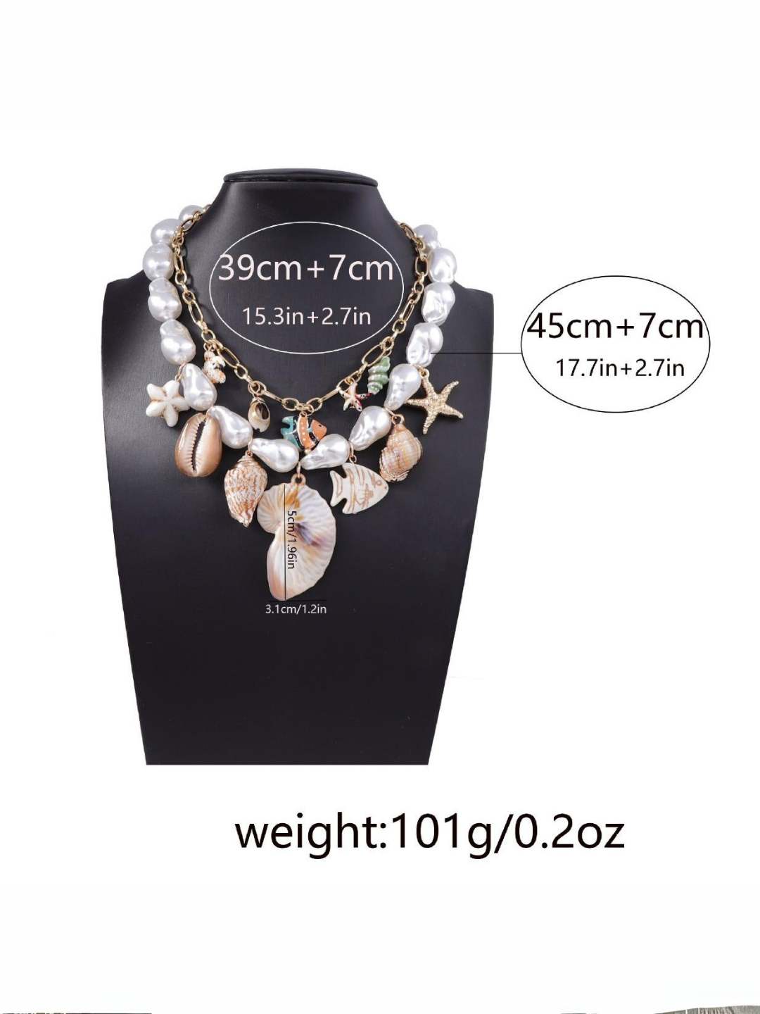 Ishhaara Crunchy Fashion Pearl Star And Shell Charm Necklace
