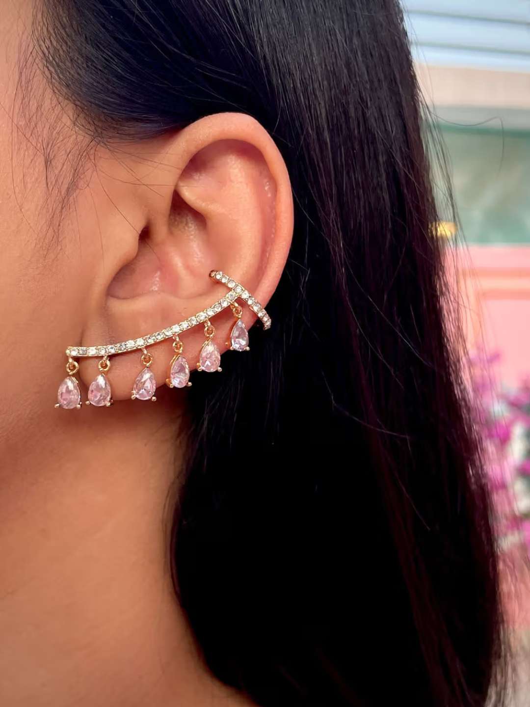 Ishhaara Crystal Drop Earcuff Earrings