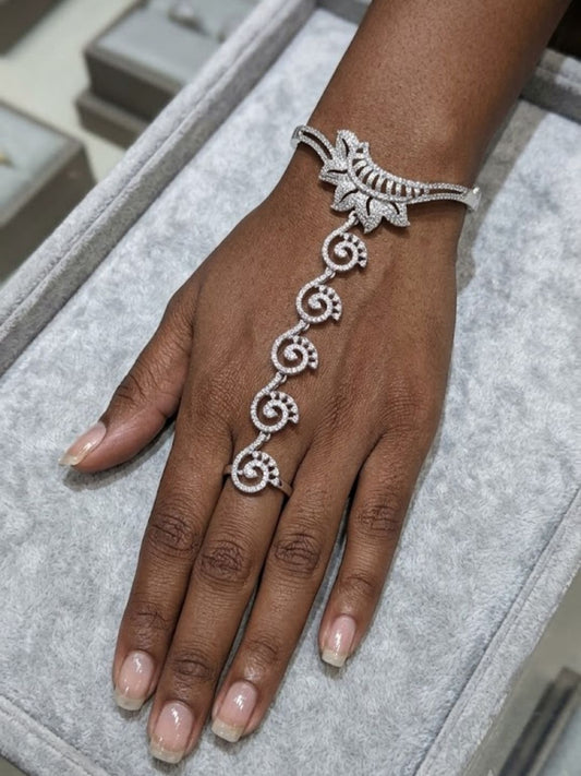 Ishhaara Crystal Flower Hand Bracelet