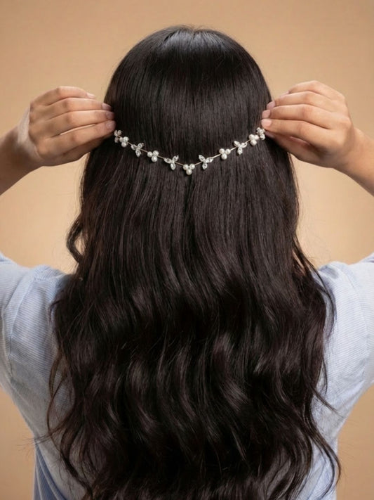 Ishhaara Crystal Pearl Hair Crown