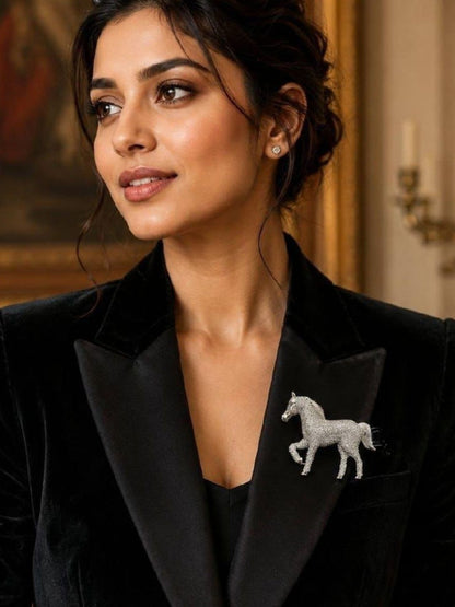 Ishhaara Crystal Steed Horse Brooch Pin