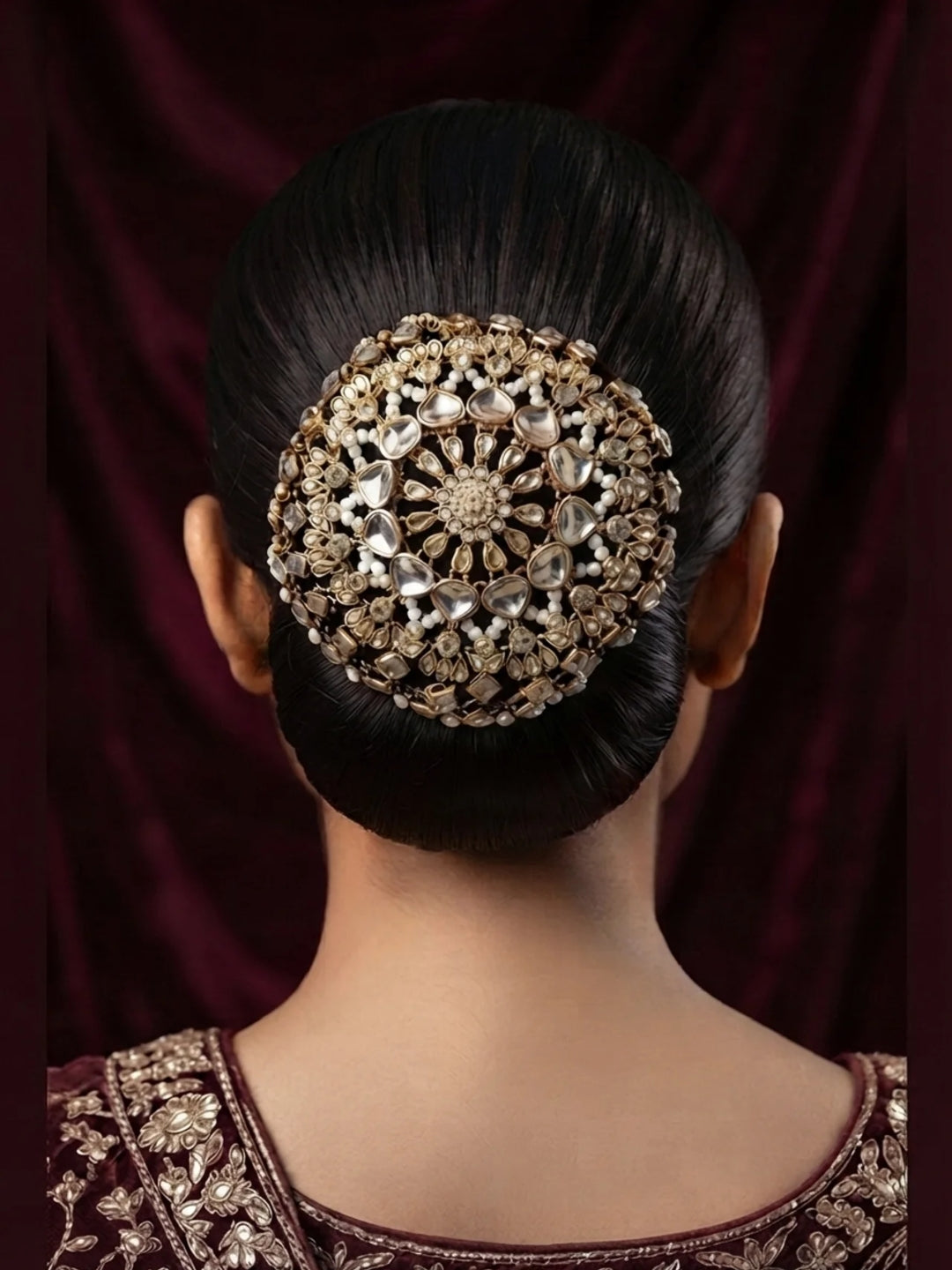 Ishhaara Crystal Stone Bridal Hair Bun Accessory