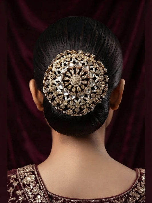 Ishhaara Crystal Stone Bridal Hair Bun Accessory