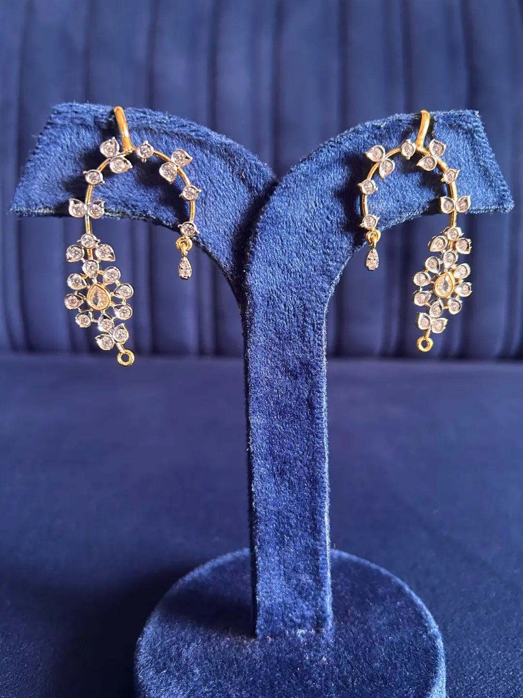 Ishhaara Crystal Studded Dangling Earcuff Earrings