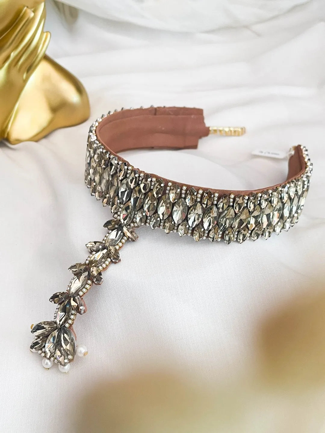 Ishhaara Crystal Tiara Hair Band With Maang Tikka