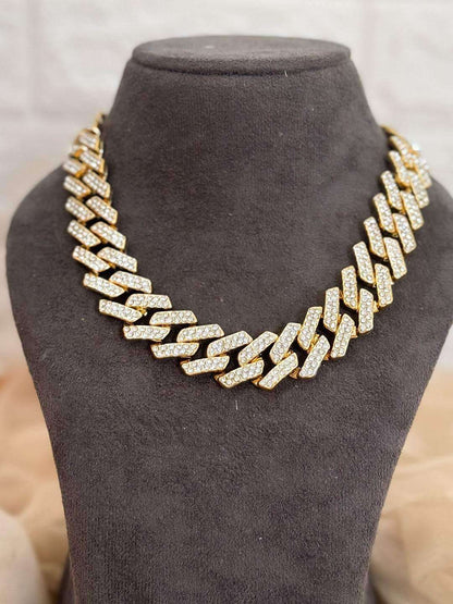 Ishhaara Cuban Chains Iced Out Bling Necklace