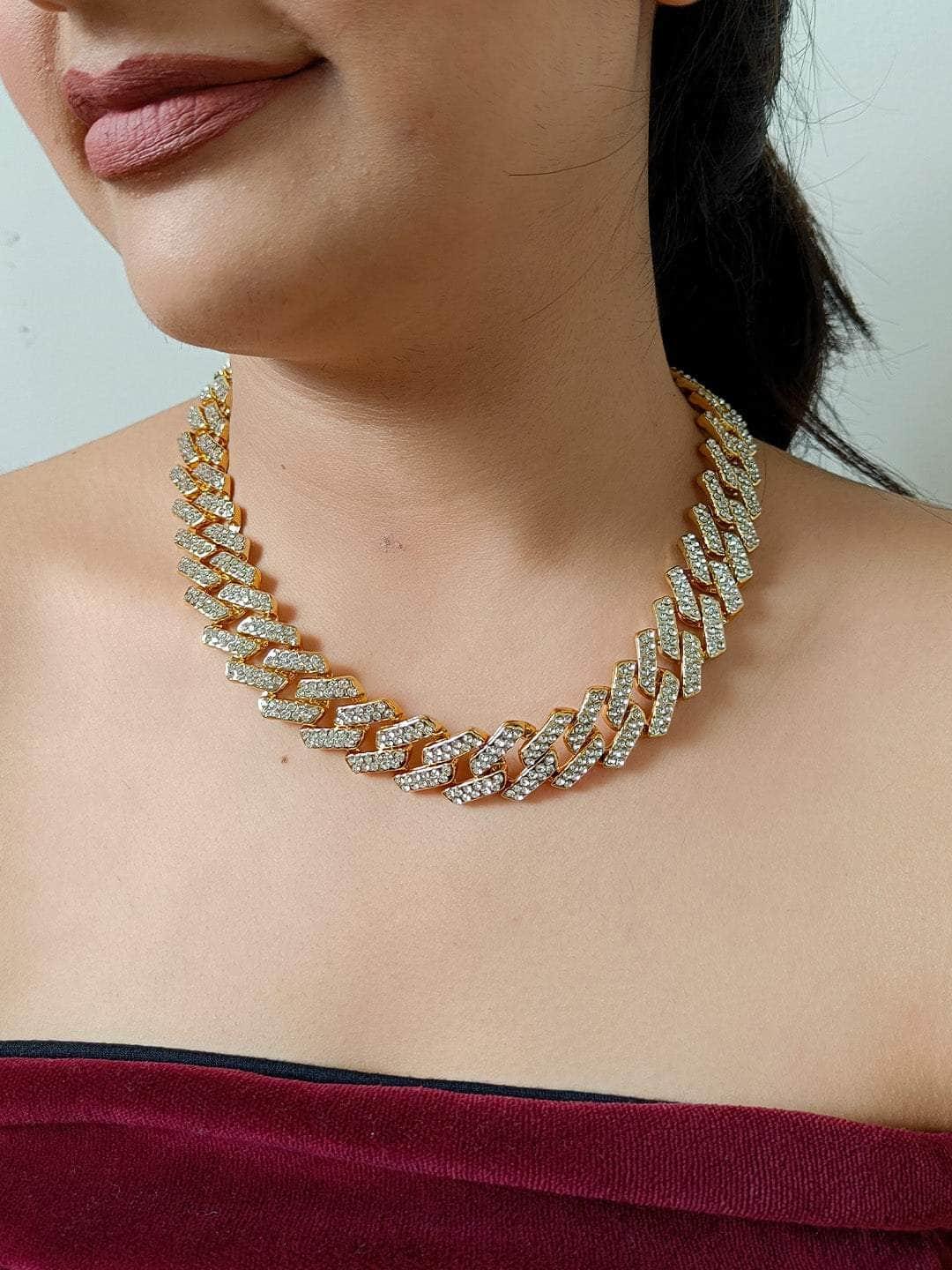 Ishhaara Cuban Chains Iced Out Bling Necklace