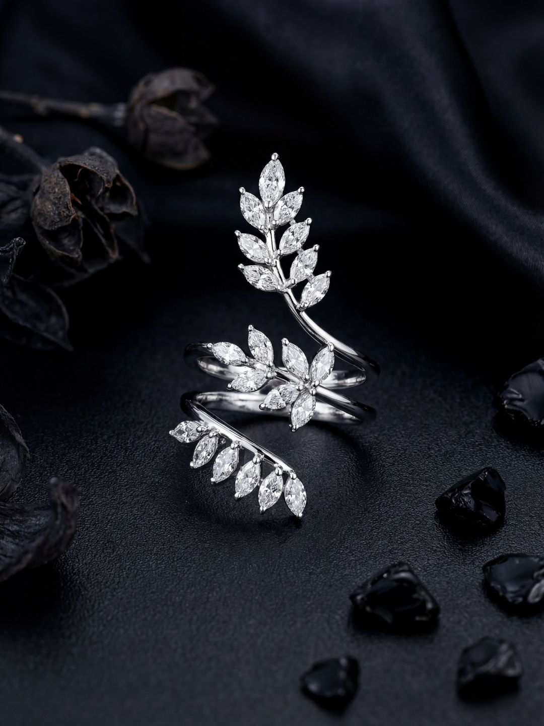 Ishhaara Cubic Zircon Leaf Shape Ring