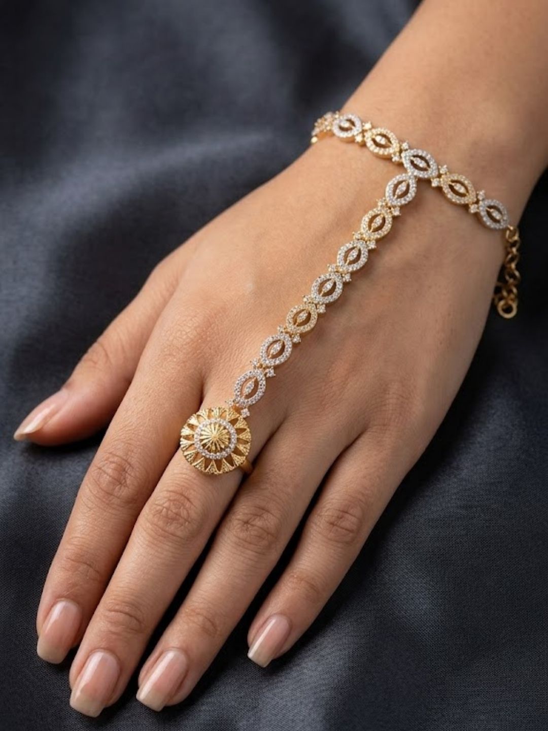 Ishhaara Cubic Zirconia Hand Harness