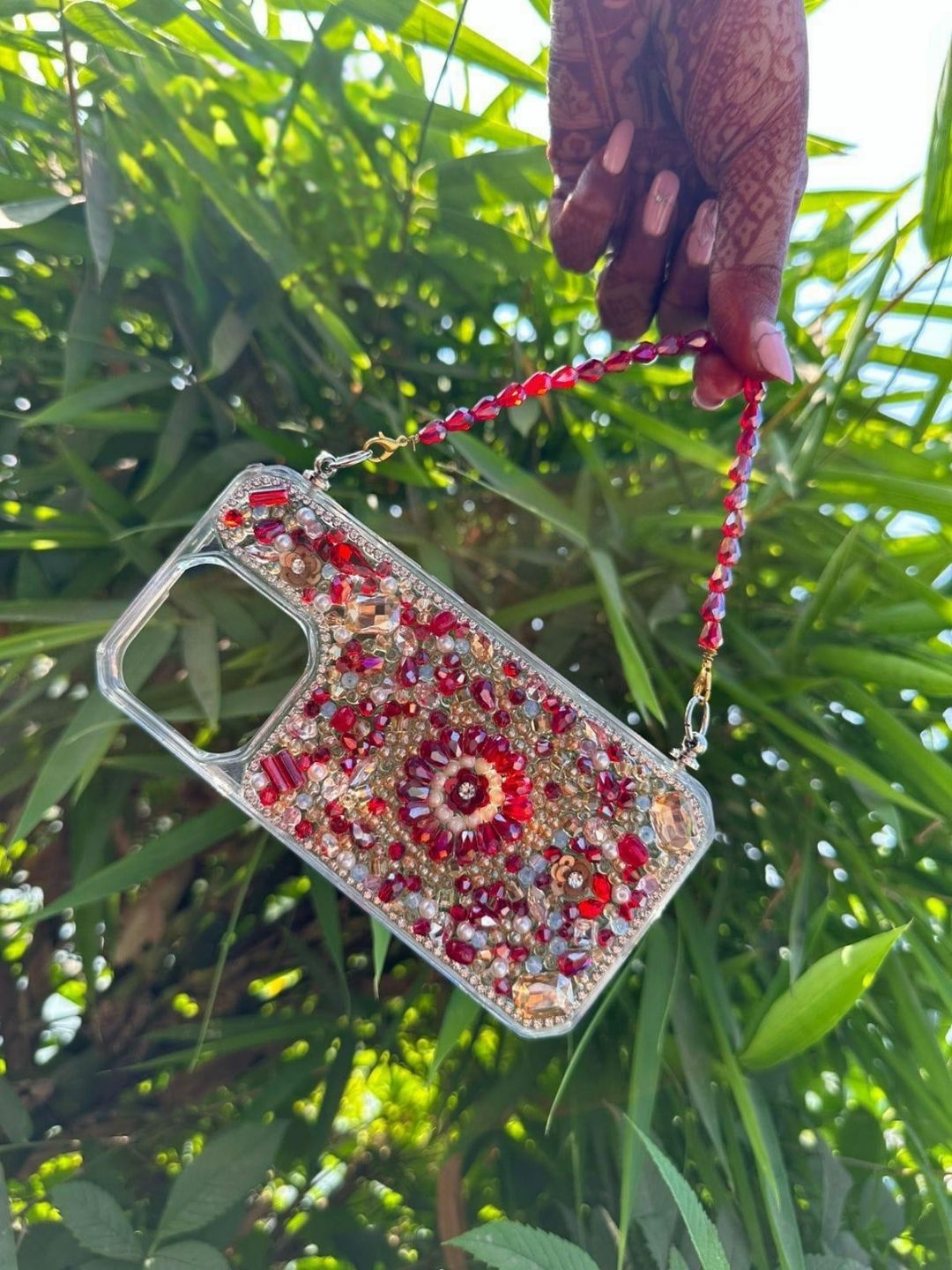 Ishhaara Customised Crystal Rhinestone Flower Designed Phone Case