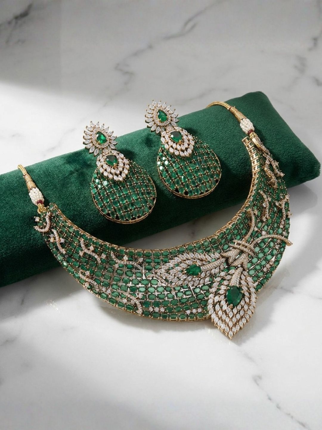 Ishhaara Cut Designer Diamond Set With Earrings