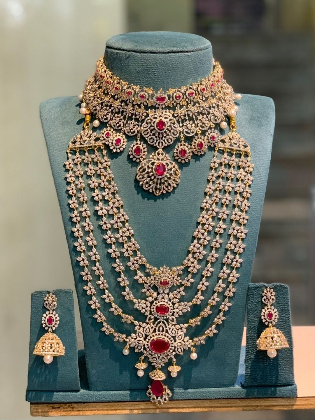 Ishhaara Kundan Temple Long Necklace Set — handcrafted Indian jewellery