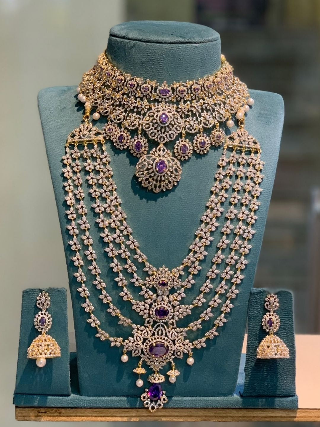 Ishhaara Kundan Temple Long Necklace Set — handcrafted Indian jewellery - view 2