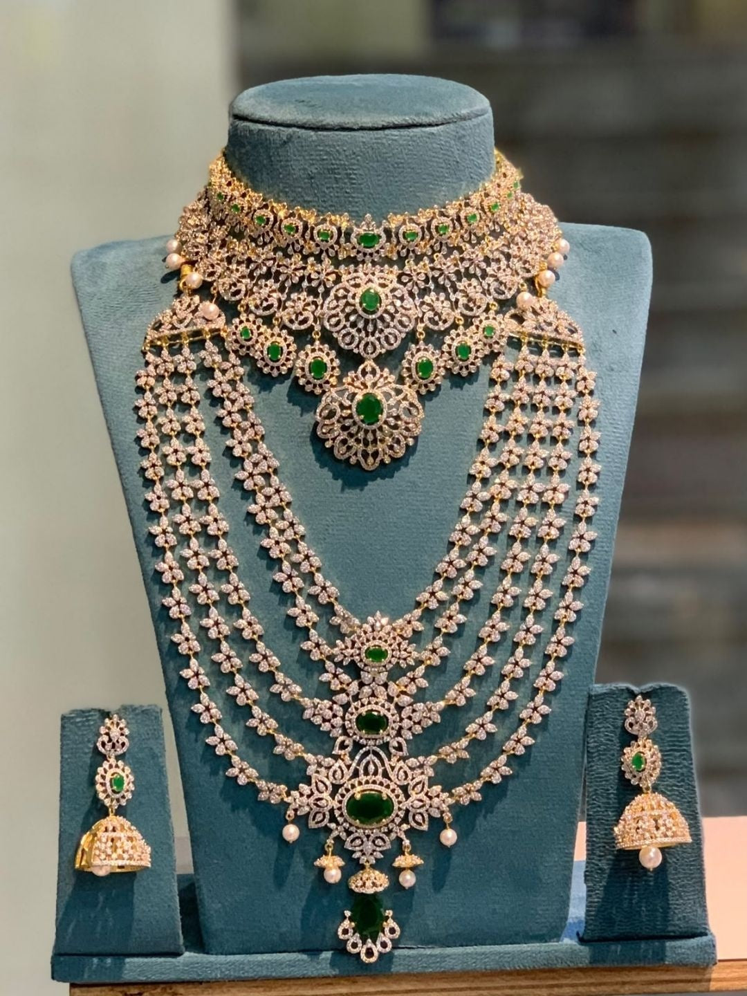 Ishhaara Kundan Temple Long Necklace Set — handcrafted Indian jewellery - view 3