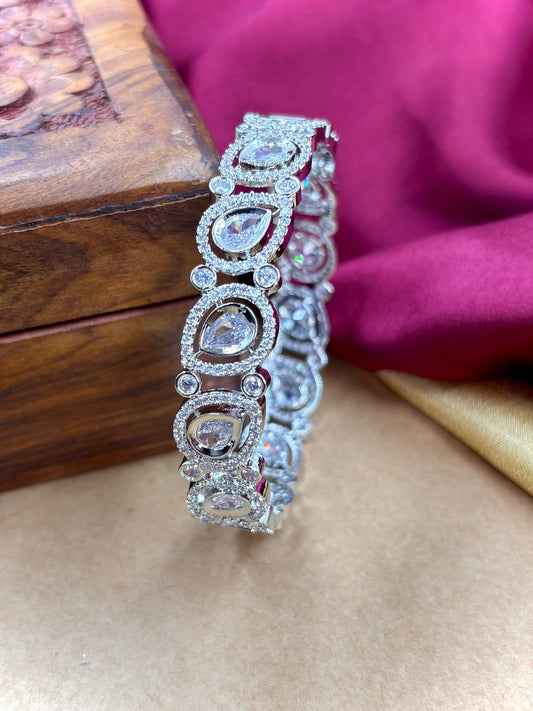 Ishhaara CZ Diamond Bangle Bracelet - Elegant silver bangle adorned with sparkling CZ diamonds