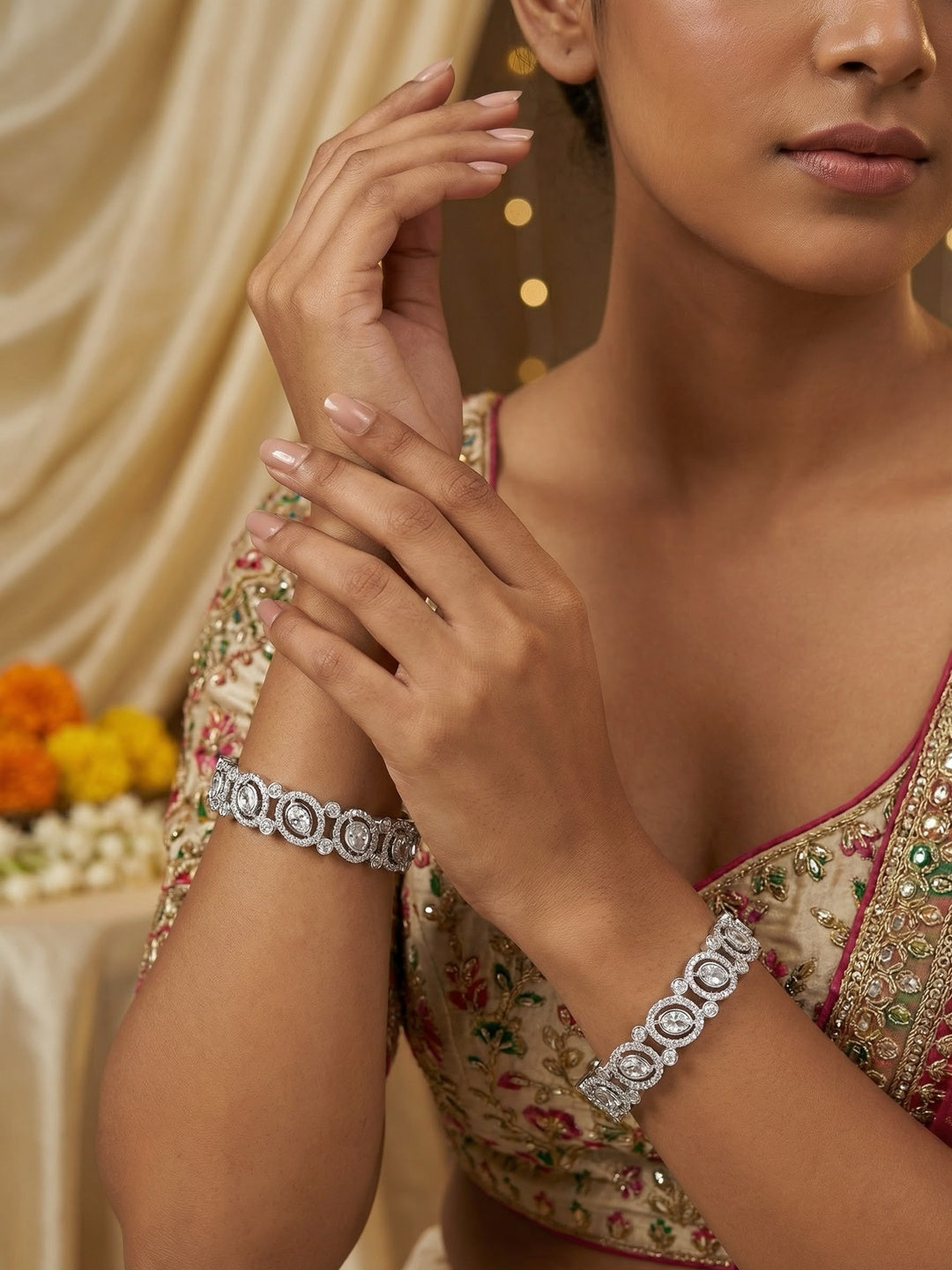 Ishhaara CZ Diamond Bangle Kundan Polki Design — handcrafted Indian jewellery - view 3