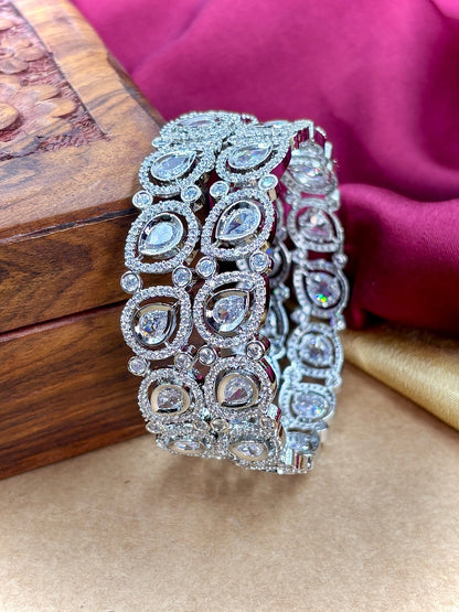 Ishhaara CZ Diamond Bangle Kundan Polki Design — handcrafted Indian jewellery - view 6