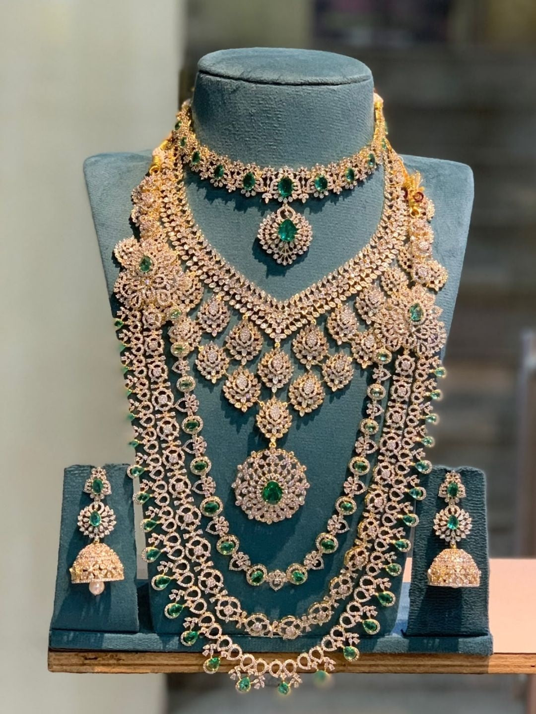 Ishhaara Kundan Temple Long Necklace Set — handcrafted Indian jewellery - view 2