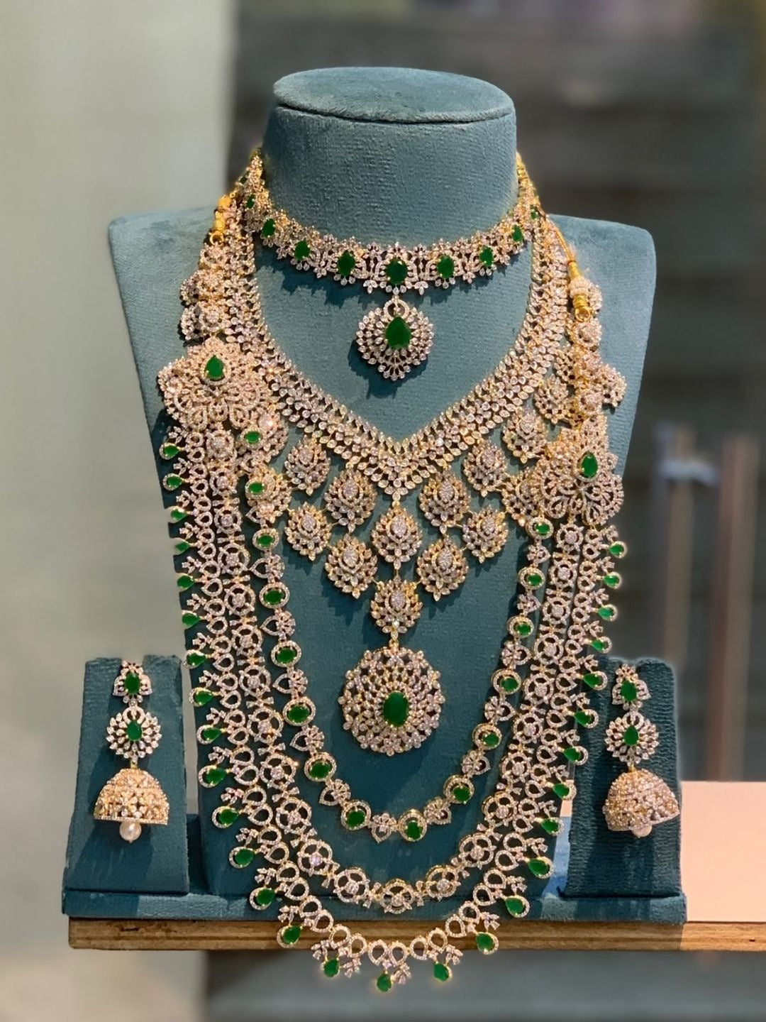 Ishhaara Kundan Temple Long Necklace Set — handcrafted Indian jewellery - view 3