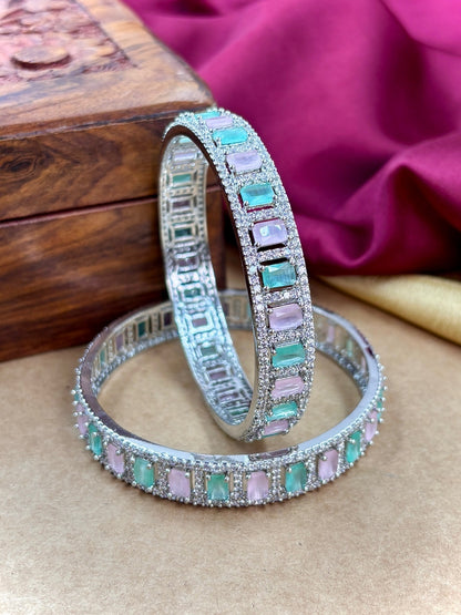 Ishhaara CZ Stone Kundan Bangle Set — handcrafted Indian jewellery