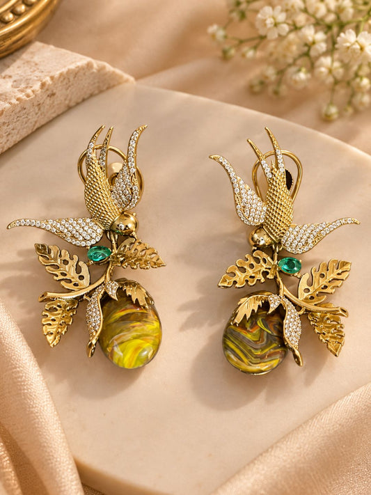 Ishhaara Dainty Phoenix Bird Earrings
