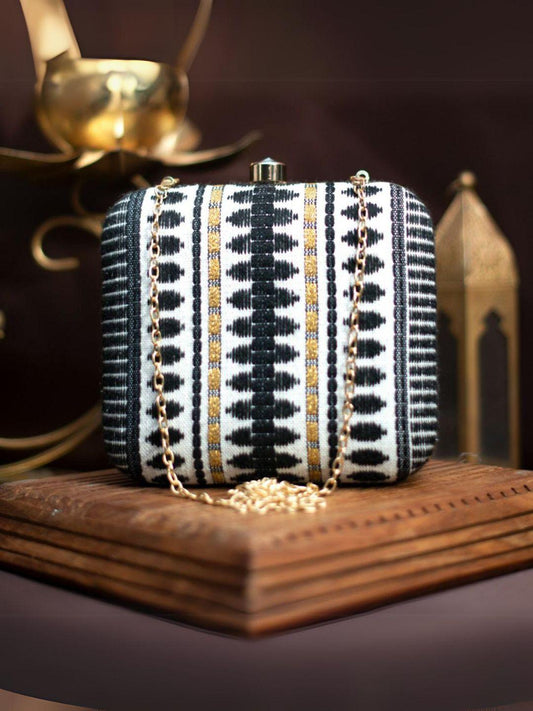 Ishhaara Dari Design Black Handloom Fabric Bag