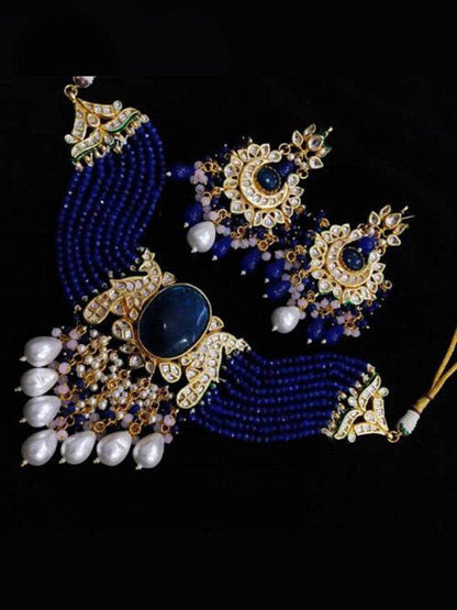 Ishhaara Big Stone Onex Choker And Earring Set