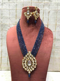 Ishhaara Dark Blue Center Drop Pendant Necklace