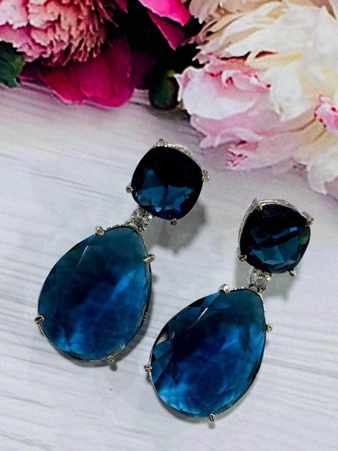 Ishhaara Dark Blue Classic Crystal Earring