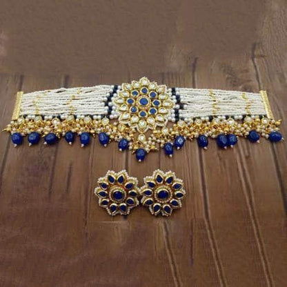 Ishhaara Kundan Pendant Moti Choker And Earring Set