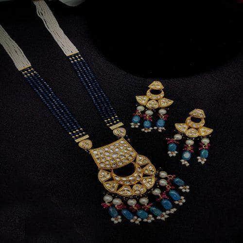 Ishhaara Long Half Chand Necklace Set