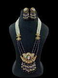 Ishhaara Dark Blue Multi Strand Kundan Raani Haar Necklace